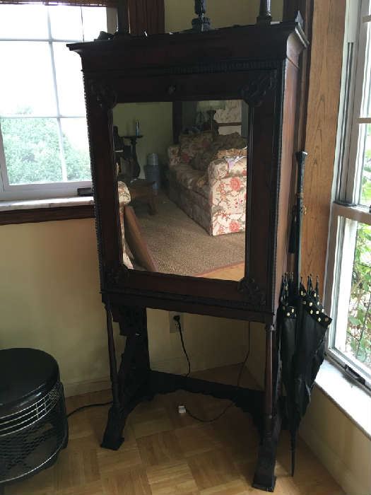 Antique mirrored walnut secretary.  Nice condition.