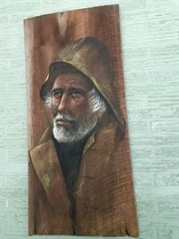 Vintage sea captain painting on wood -- signed -- Brother Matthew, OSF 
