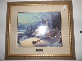 Thomas Kincaid framed print "Sunday Evening Sleigh Ride"