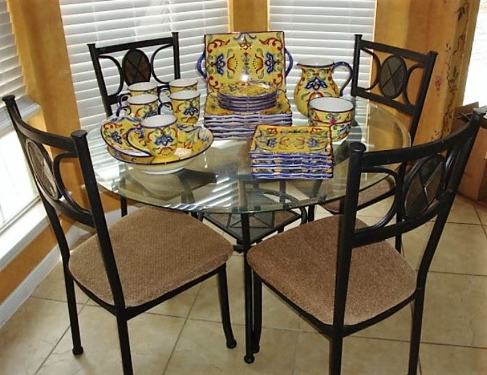 GLASS TOP and IRON DINETTE SET