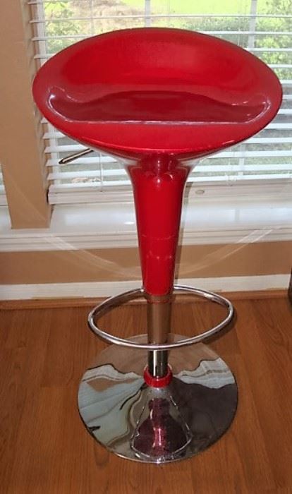 MODERN RED BARSTOOL WITH ADJUSTABLE HEIGHT