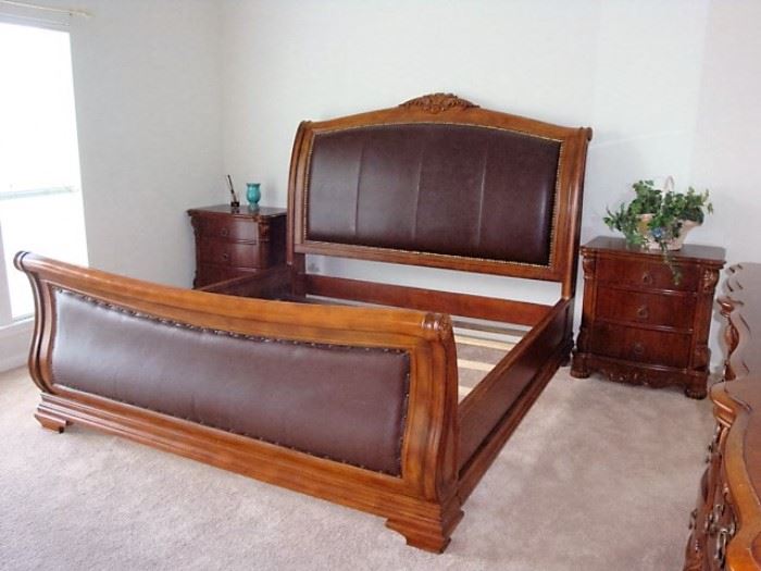 PHENOMENAL KING SIZE BED - NO MATTRESS/BOX SPRINGS. WE HAVE THE NIGHT STANDS & DRESSER !
