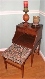 VINTAGE TELEPHONE TABLE WITH PULL OUT STOOL