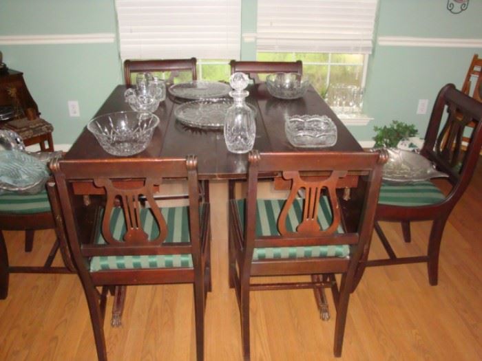 DROP LEAF DUNCAN PHYFE TABLE and CHAIR SET - WE HAVE THE MATCHING CHINA CABINET