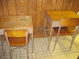 old fashioned school desks