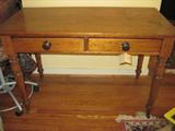 Pine, 2-drawer kitchen table with dropleaf, circa 1860