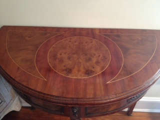 French card table.  Burled walnut with kingswood.