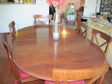 Nichols & Stone dining room pedestal table from Mastercraft
Pottery Barn chairs