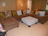 Brown velour sectional sofa