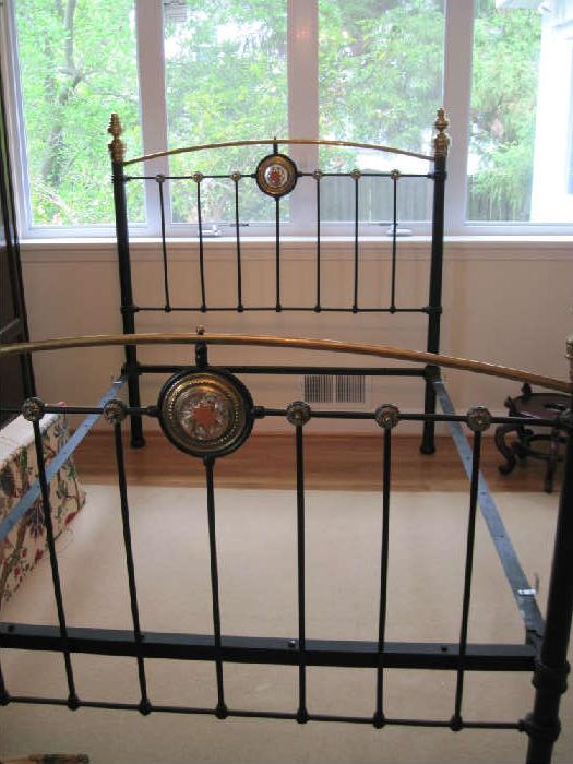 English antique brass/iron bed from David Mitchell's Decorators showhouse.