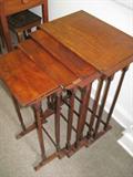 set of 4 nesting tables, mahogony with line inlay around border, English, early 19th century