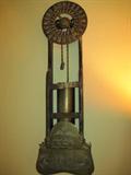 24 hour clock, brass and wood