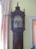 musical tall case clock, mahogony case, c. 1775, 104" high x 22 1/2" wide x 11" deep