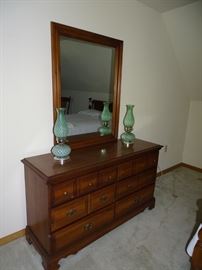 Cherry dresser & mirror.