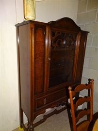 Walnut 1930's china cabinet.