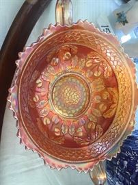 Fenton cherry pattern marigold bowl.