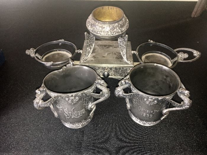 Antique silver plated items, St. Louis 1899.