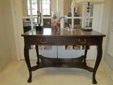 Tiger Eye Oak old console table. Use in hall, bedroom, main room, anywhere you want some display and drama.