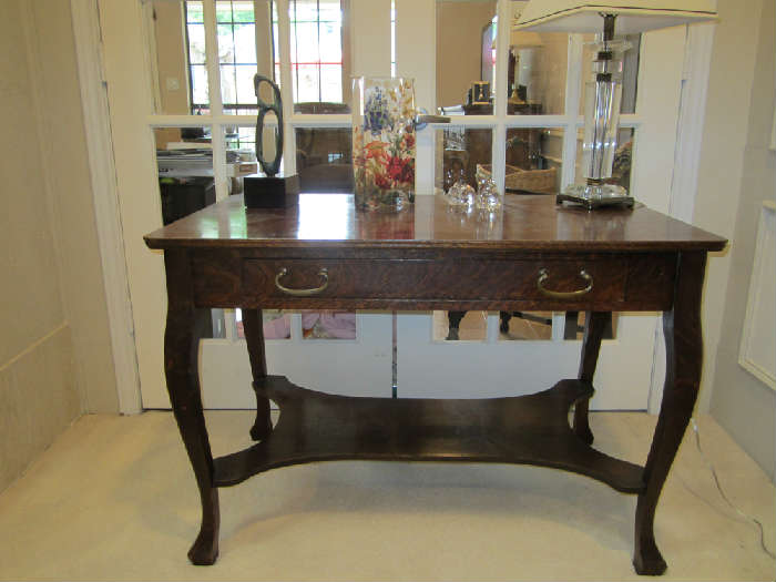 Tiger Eye Oak old console table. Use in hall, bedroom, main room, anywhere you want some display and drama.