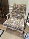 Open Arm French Bergere with white pickled finish.