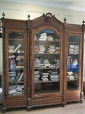 Louis XVI French Library Bookcase or possible China/Display Cabinet. Magnificent hand carved Ribbon and leaf motif. Beautiful wood grain.