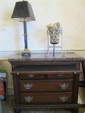 Hall or Server Console with pull-out shelf; possible use as desk or secretary. Muti use..