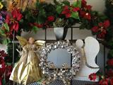 Christmas Garlands, golden angel, Poinsettias, Wreaths both Xmas and Autumn