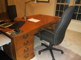 Honey colored OAK DESK double sides of drawers with file drawers.