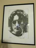 John Lennon, print, framed in black