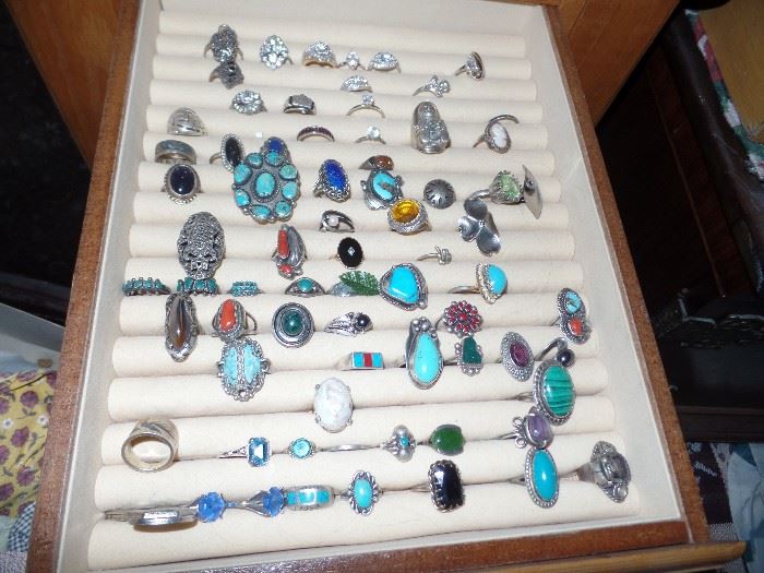 Lots of sterling and turquoise jewelry