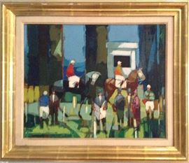 Jockeys, Unsigned, Oil, 13x16.
