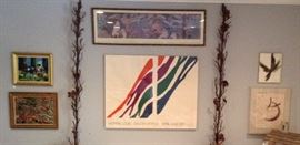 Grouping featuring Poster by Morris Louis "Ro". 43x55; Wrought Iron Architectural Elements 