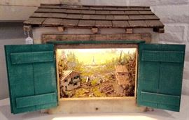 Rare Handmade Lighted Wooden Home by Karl Suchomel, Museum of Natural History Artist & Designer