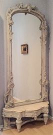 Grand Antique Pier Mirror, Beveled Marble Top
