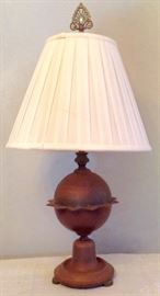 Patinated Metal Orb, Table Lamp