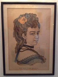 "The New York Beauty", Currier & Ives, American, late 19th century, colored lithograph, 20x16.