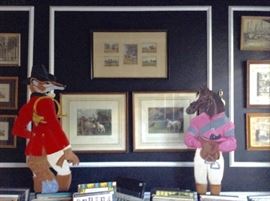 Framed & Matted Country Scenes; Fox Hunt & Equine "Dummy Boards"