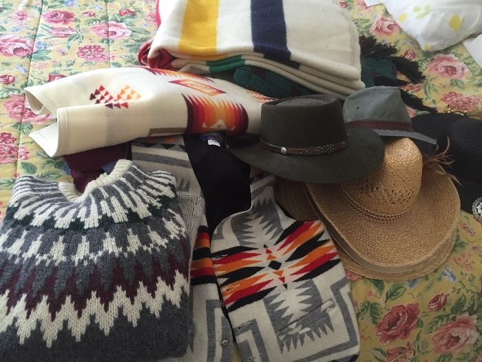 Pendleton vest, blankets and sweaters 