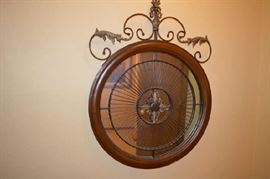 Large Round Wood Framed Mirror