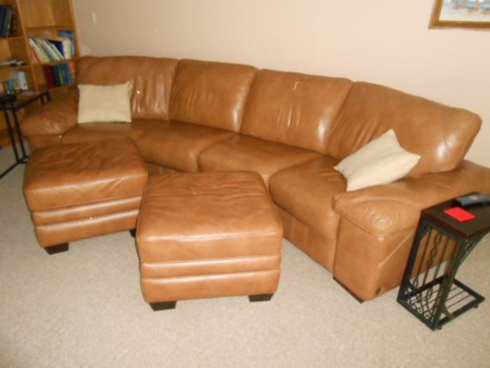 Bassett two piece leather sectional sofa, John Elway collection