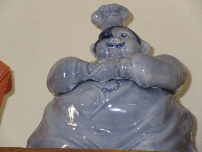 Vintage Red Wing Pottery - Chef Pierre Cookie Jar - Blue