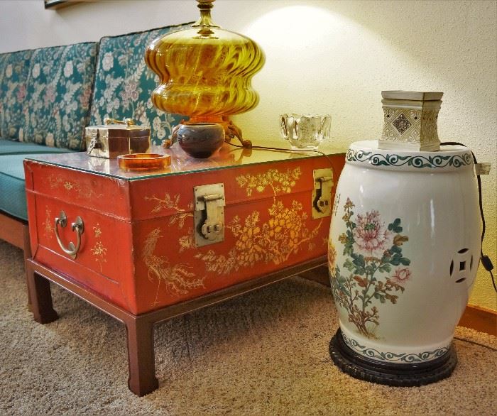 Asian trunk and pottery