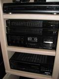 Panasonic Digital Disc Player, Mitsubshi Stereo Graphic Equalizer DAG108, Mitsubshi Quartz Synthesizer Tuner DAF160, JVC TD-W106 Stereo Double Cassette Deck, Mitsubshi Stereo integrated Amplifier DAU109, Sony Stereo Cassette Deck TC-WE305