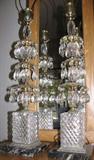 Vintage Crystal Prism Marble Base Lamps