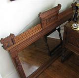 Ornate Eastlake Walnut Wall Mirror