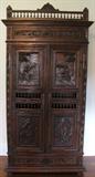 1880 French Oak Breton Cabinet w/ Skelton Key
40" x 16 1/2" x 86"