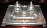 1880 Tin Inkwell Set