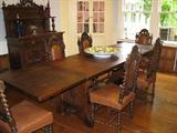 Antique French Handcarved Extenable Dining Room Table w/6 Chairs
