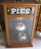 Antique Glass Oak Pie Cabinet