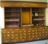 Antique Pharmacy Apothecary Display Case Cabinet with original porcelain knobs